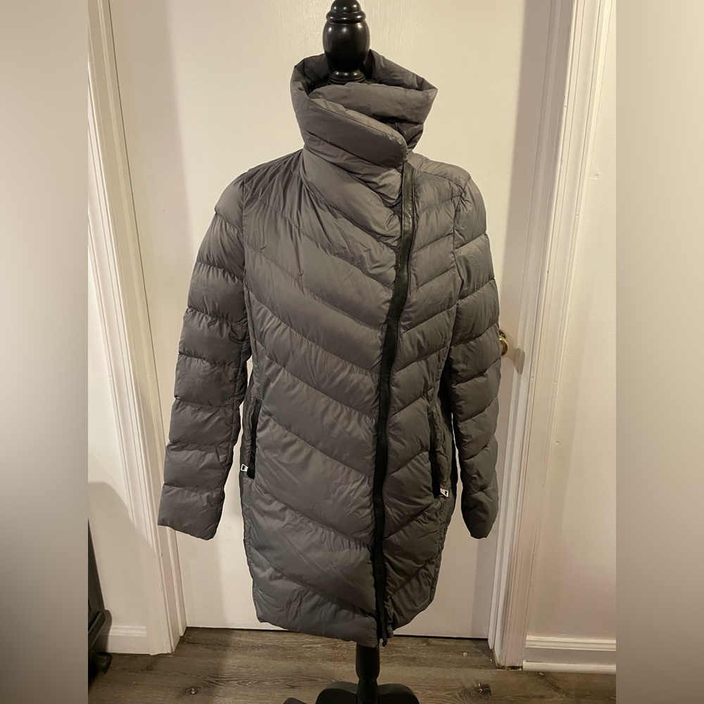 Sam Edelman Gray Asymmetrical Down Coat Jacket Size Large
